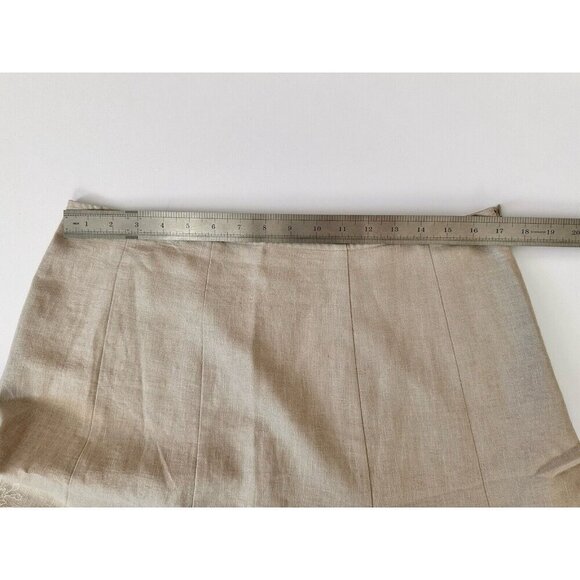 Christopher & Banks‎ Women's Skirt 12 Tan Linen Embroidered Cottagecore Fairy - Picture 8 of 9